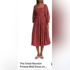 Greats Red Patterned Reunion Midi Dress NWT